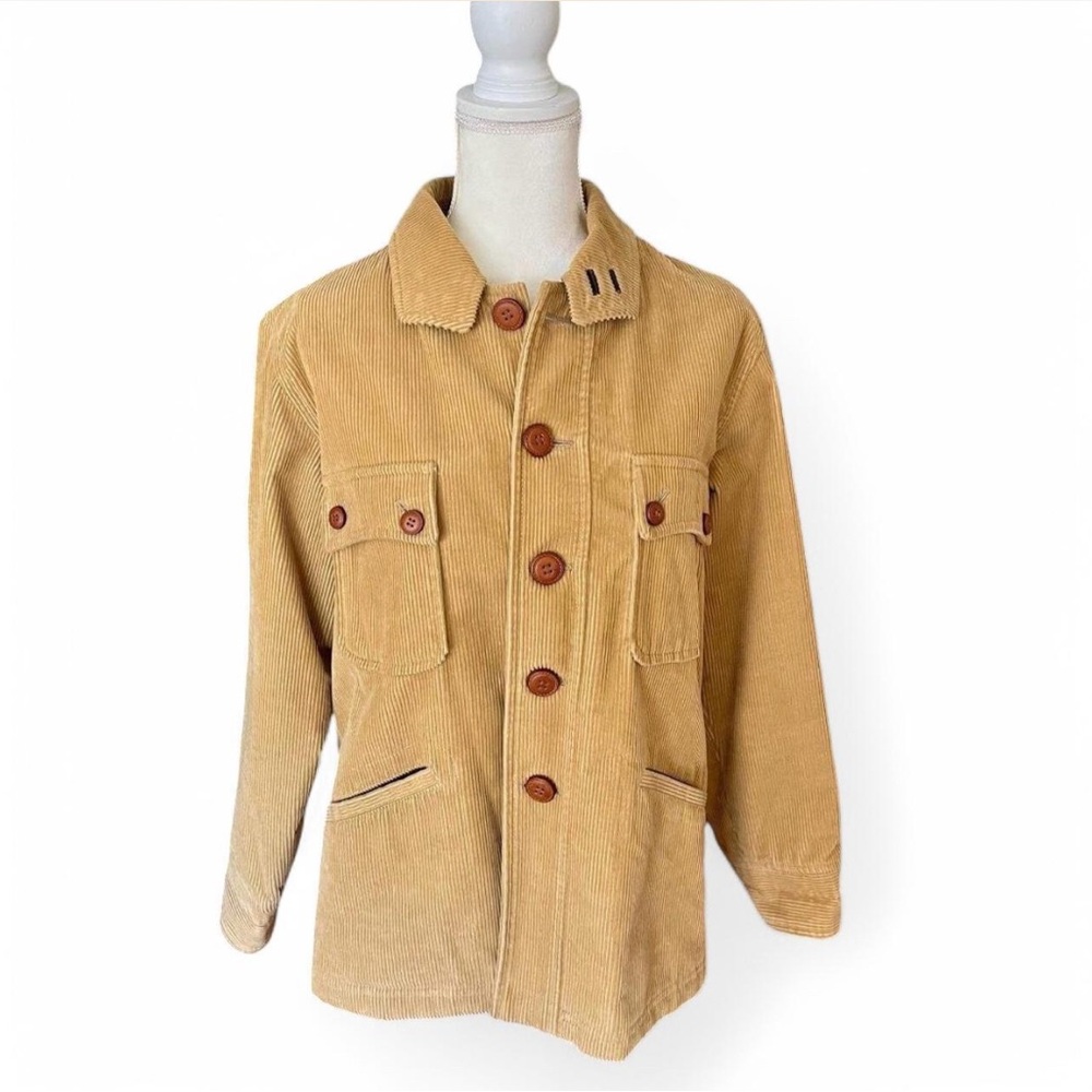 Corduroy jacket w/ leather detailing